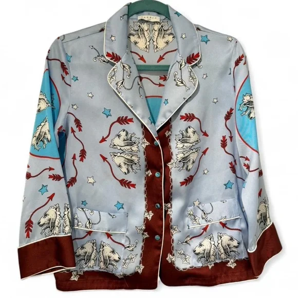 Sandro Blue Patterned Blazer - Picture 1 of 5